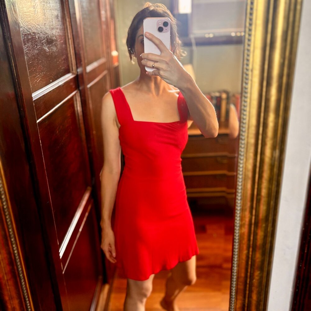 Reformation Ribbed Red Mini Dress